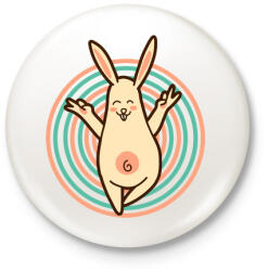 printfashion Jóga nyuszi - Kitűző, hűtőmágnes - Fehér (3087770)