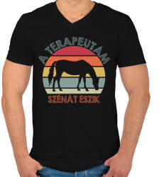 printfashion Szénát eszik - Férfi V-nyakú póló - Fekete (12704006)