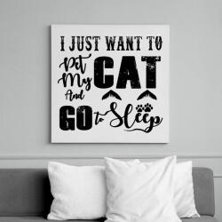 printfashion I just want to pet my cat and go to sleep - Vászonkép - Fehér (16406005)