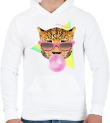 printfashion Bubble gum leo - Férfi kapucnis pulóver - Fehér (218233)