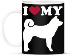 printfashion I Love My Akita - Bögre - Fekete (2383340)