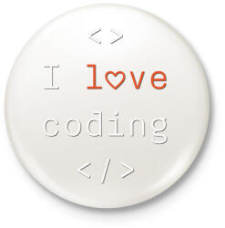 printfashion I love coding, szeretek programozni - Kitűző, hűtőmágnes - Fehér (11173622)