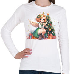 printfashion Karácsonyi angyal - Női hosszú ujjú póló - Fehér (15006871)