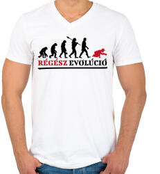 printfashion Régész evolúció - Férfi V-nyakú póló - Fehér (9730668)