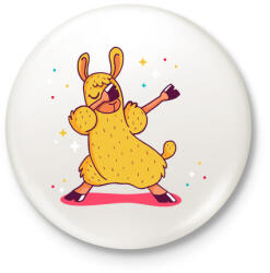 printfashion Llama Dabbing - Kitűző, hűtőmágnes - Fehér (3080803)