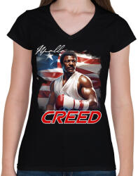 printfashion APOLLO CREED - Női V-nyakú póló - Fekete (15628790)