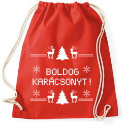 printfashion Boldog karácsonyt rénszarvas - Sportzsák, Tornazsák - Piros (11001078)