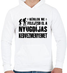 printfashion Ne felejtsd el a nyugdíjas kedvezményemet - Férfi kapucnis pulóver - Fehér (4800134)
