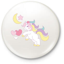 printfashion Cuki egyszarvú - Kitűző, hűtőmágnes - Fehér (3075332)