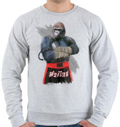 printfashion Gorilla thai box - Férfi pulóver - Sport szürke (114676)