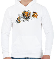 printfashion Tigris - Férfi kapucnis pulóver - Fehér (1021844)