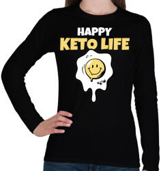 printfashion HAPPY KETO LIFE - Női hosszú ujjú póló - Fekete (10460391)