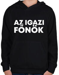 printfashion Az igazi főnök - Gyerek kapucnis pulóver - Fekete (2157926)