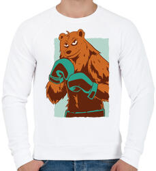 printfashion Bokszoló medve - Férfi pulóver - Fehér (6148304)