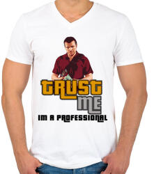 printfashion TRUST ME IM A PROFESSIONAL - Férfi V-nyakú póló - Fehér (2009898)