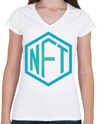 printfashion NFT - non fungible token - Női V-nyakú póló - Fehér (5486668)