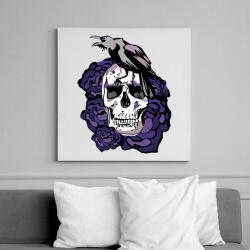 printfashion koponya rózsával - Vászonkép - Fehér (6638728)