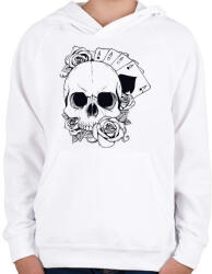 printfashion Póker koponya - Gyerek kapucnis pulóver - Fehér (2919872)