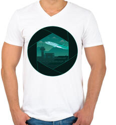 printfashion Repülőtér fotós - Férfi V-nyakú póló - Fehér (6246419)