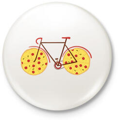 printfashion Pizza bicikli - Kitűző, hűtőmágnes - Fehér (15974650)