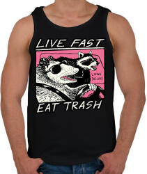 printfashion Live fast, eat trash - Férfi atléta - Fekete (16018820)