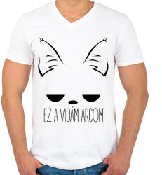 printfashion Ez a vidám arcom 2 - Férfi V-nyakú póló - Fehér (13151790)