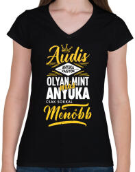 printfashion Audis Anyuka - Női V-nyakú póló - Fekete (4820337)