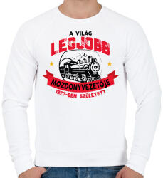 printfashion Legjobb mozdonyvezető - Évszámmal - Férfi pulóver - Fehér (7683582)