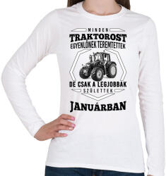 printfashion TRAKTOROS SZÜLINAP - Január - Női hosszú ujjú póló - Fehér (2646483)