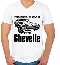 printfashion muscle car 1970 chevelle - Férfi V-nyakú póló - Fehér (13340458)