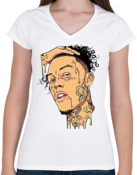 printfashion Lil Skies - Női V-nyakú póló - Fehér (2357824)