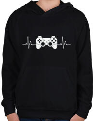 printfashion gamer - Gyerek kapucnis pulóver - Fekete (13704155)