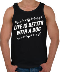 printfashion Kutyával jobb az élet - Férfi atléta - Fekete (983106)