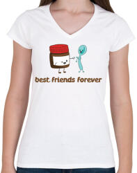 printfashion Legjobb Barátok Örökké - Női V-nyakú póló - Fehér (961765)