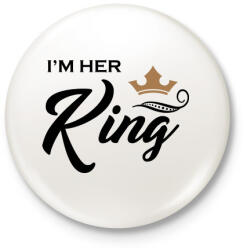 printfashion I'M HER KING - Kitűző, hűtőmágnes - Fehér (3078668)
