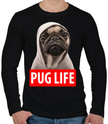 printfashion Pug Life - Férfi hosszú ujjú póló - Fekete (2299947)