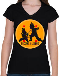 printfashion Dragon Ball - Légy Legenda! - Női V-nyakú póló - Fekete (976998)