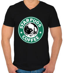 printfashion STARPUGS COFFEE - Férfi V-nyakú póló - Fekete (294559)