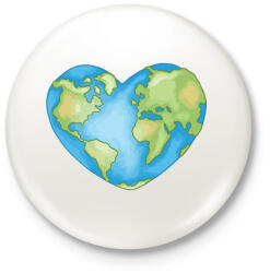 printfashion Szív alakú Föld - Kitűző, hűtőmágnes - Fehér (15974652)