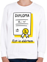 printfashion Diplomás minta - Számmal - Gyerek pulóver - Fehér (6249631)