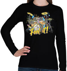 printfashion Feel it! - Dobolós - Női hosszú ujjú póló - Fekete (6987931)
