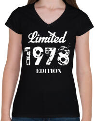 printfashion 1978 - Női V-nyakú póló - Fekete (4554546)
