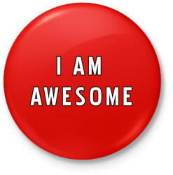 printfashion I AM AWESOME - Kitűző, hűtőmágnes - Piros (3619393)