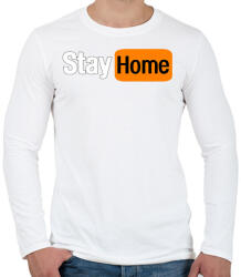 printfashion Stay home - Férfi hosszú ujjú póló - Fehér (2793851)