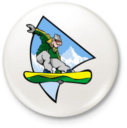 printfashion Snowboarder - Kitűző, hűtőmágnes - Fehér (3083548)