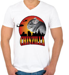 printfashion Chinzilla - Férfi V-nyakú póló - Fehér (10953937)