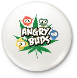 printfashion Angry Buds - Kitűző, hűtőmágnes - Fehér (3081819)
