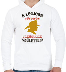 printfashion Tűzoltó szülinapja január - Férfi kapucnis pulóver - Fehér (5775447)