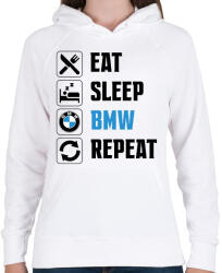 printfashion Eat Sleep Bmw - Női kapucnis pulóver - Fehér (14786913)