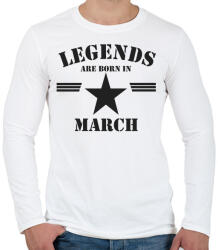 printfashion Legends are born in march - Férfi hosszú ujjú póló - Fehér (5170838)